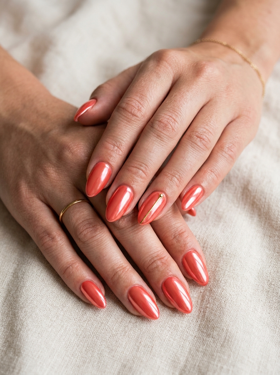 Coral Chrome with Gold Accent